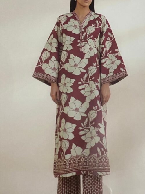 Sapphire - Red Printed Khaddar Suit (embroidered border)