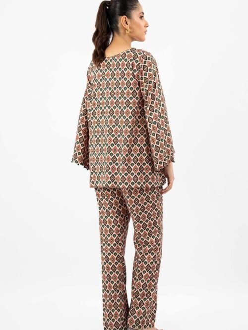 Orange Unstitched Printed Linen Suit