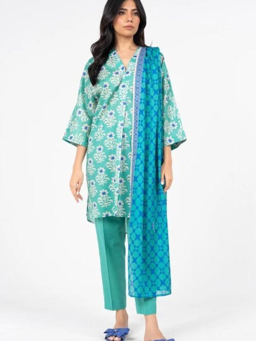 Alkaram - Turquoise Printed Lawn Suit