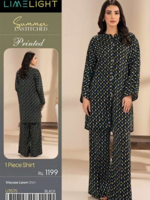 Lime Light - Black Viscose Lawn Printed Suit