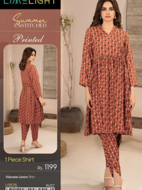 Lime Light - Rust Viscose Lawn Printed Suit