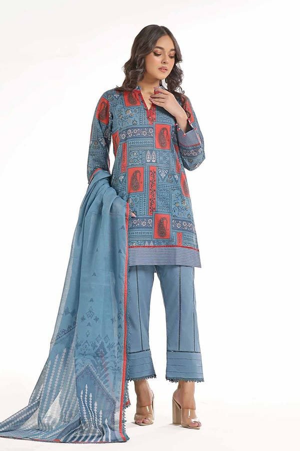 Gul Ahmad Ideas - Blue 3 Piece Unstitched Printed Lawn Suit