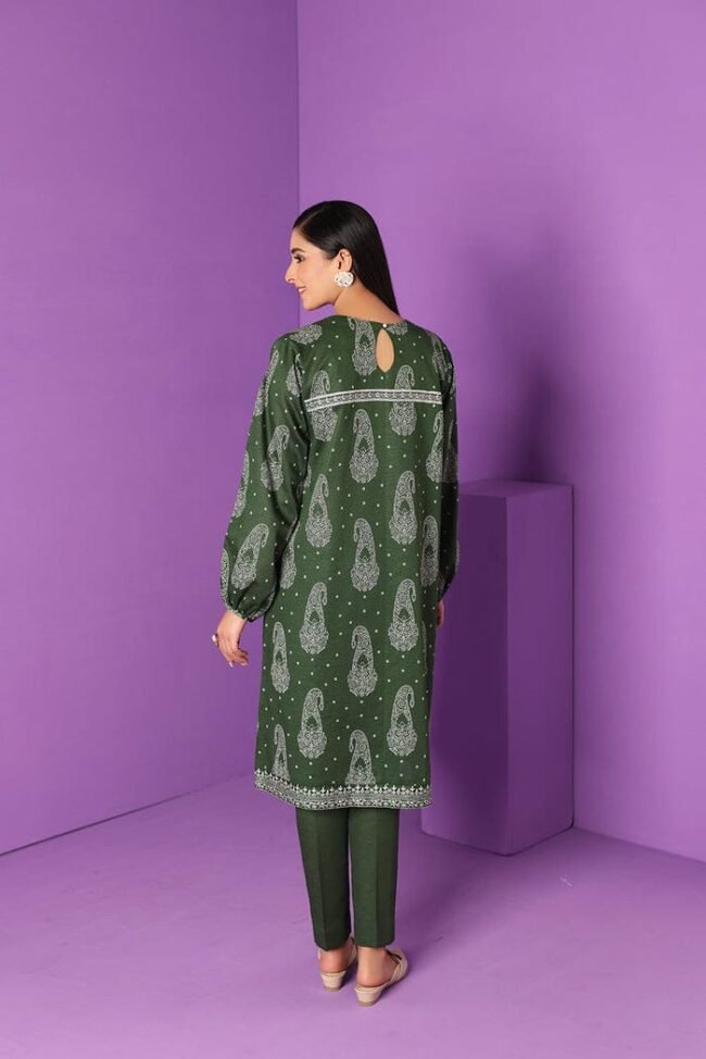 Green printed embroidered 2 PC Suit - Image 2
