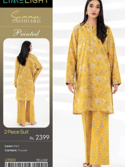 Yellow Cambric Lawn Printed Suit
