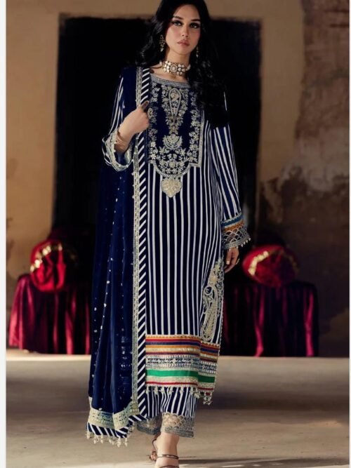 Charizma - Embroidery Chiffon Blue Suite