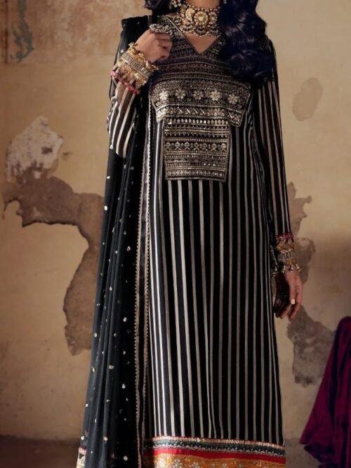 Charizma - Embroidery Chiffon Suite Black