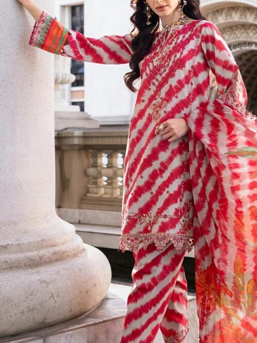 Emb Printed Lawn Suite Red