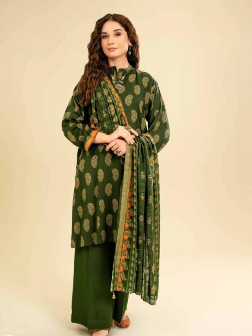Nishat 3-PC Printed Green Lawn Suit