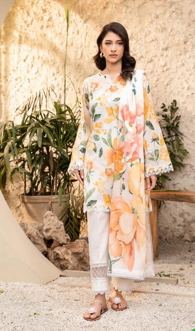 3-PC Printed Unstitched Lawn Suit Multi