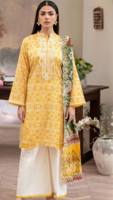 3-pc Embroided lawn suit