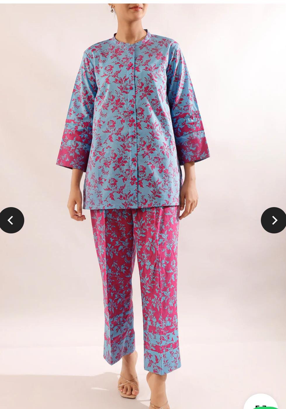 SAYA - 2-PC Printed lawn suit (Blue)