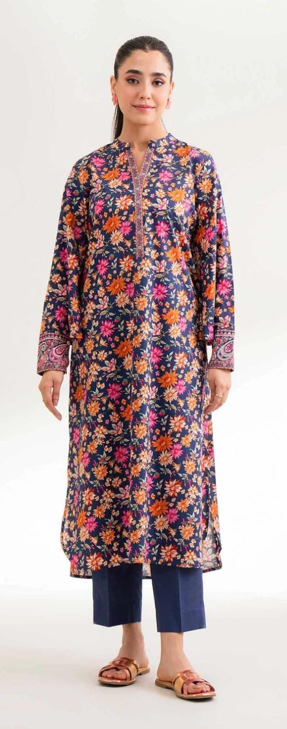 Nishat - Printed Slub Cambric Suit (DarK Blue)