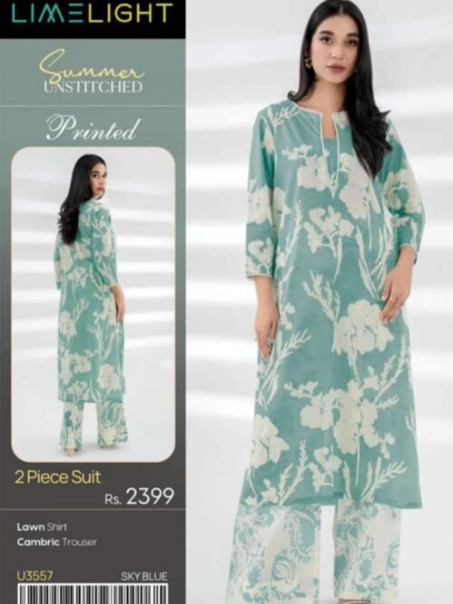 Sky Blue Printed Lawn Suit