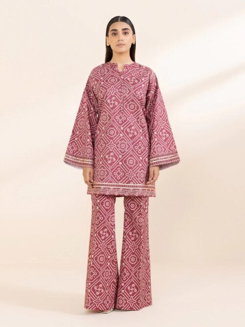 Sapphire - Brick Red Printed Khaddar Suit