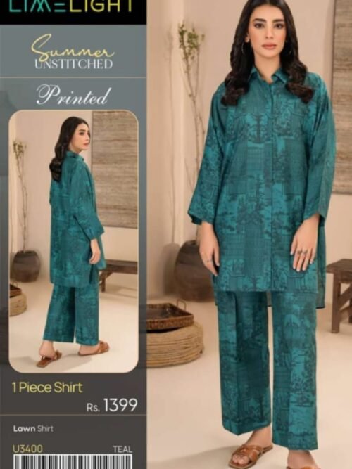 Lime Light - Teal Lawn Printed Suit