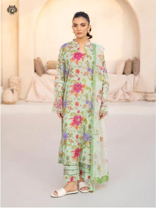 Gul Jee - Green Digital Printed Lawn 3 PC Suit